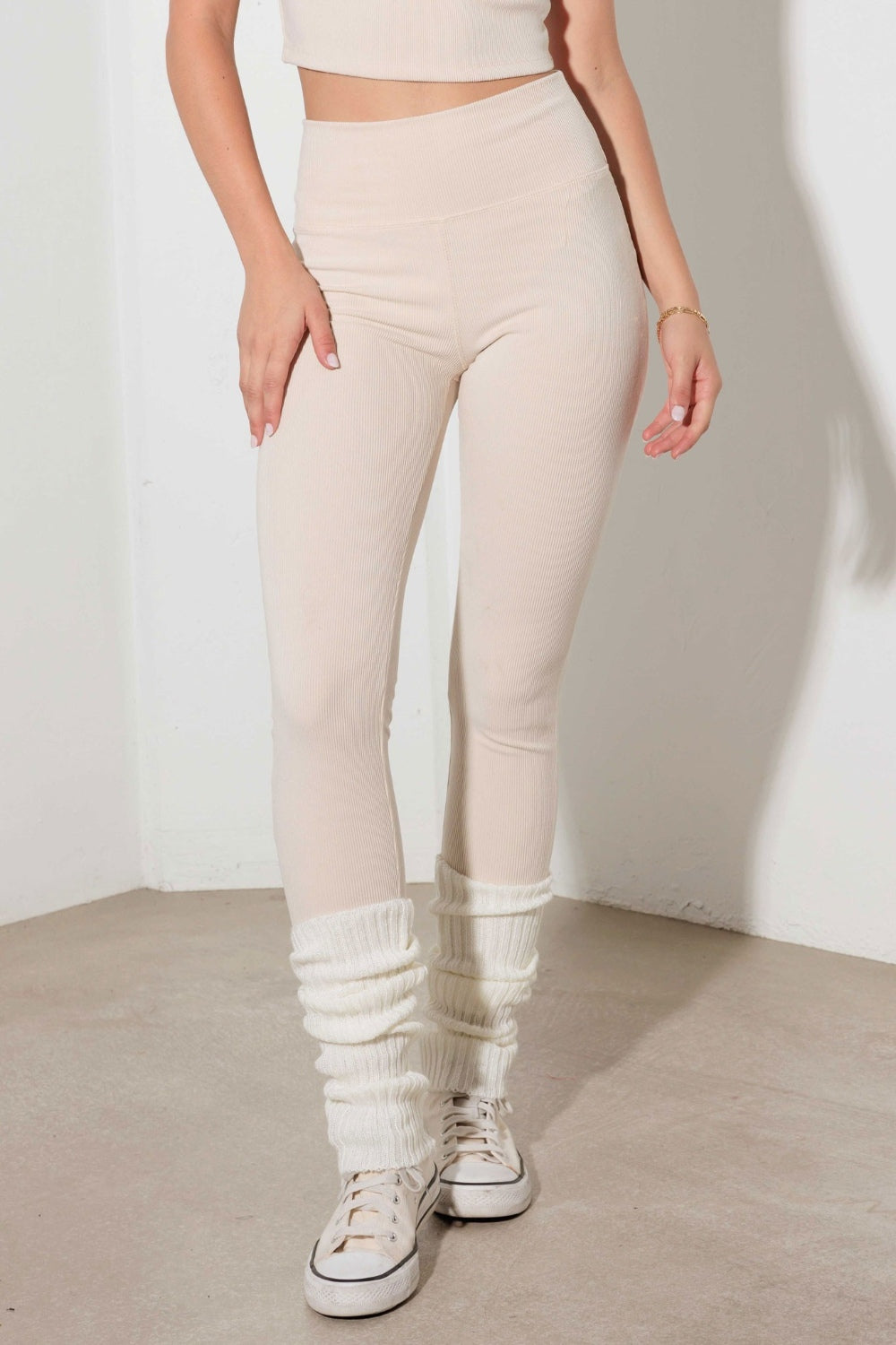 Le Lis Ribbed Crop Cami & High Waist Brushed Leggings Set