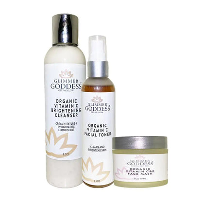 Glimmer Goddess Organic Vitamin C Skin Care 3 Step Cleansing Kit